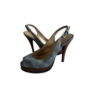 STUART WEITZMAN Distressed Denim Slingback Heels Size 6